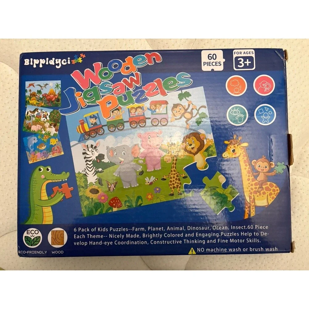 Bippidyci Wooden Jigsaw Puzzle | 6 Pack With 60 Pieces Each Theme | Ages 3+
